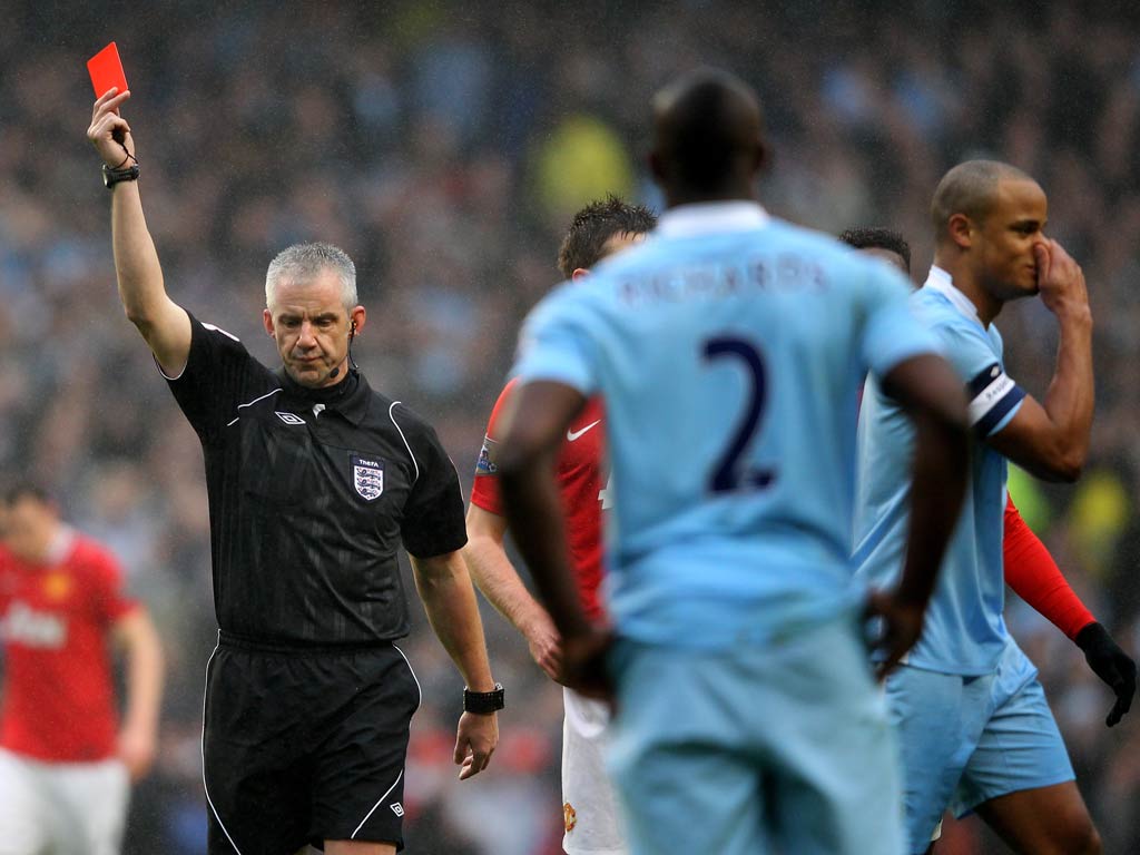 Vincent Kompany was shown a straight red card