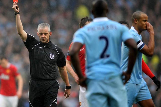 Vincent Kompany was shown a straight red card