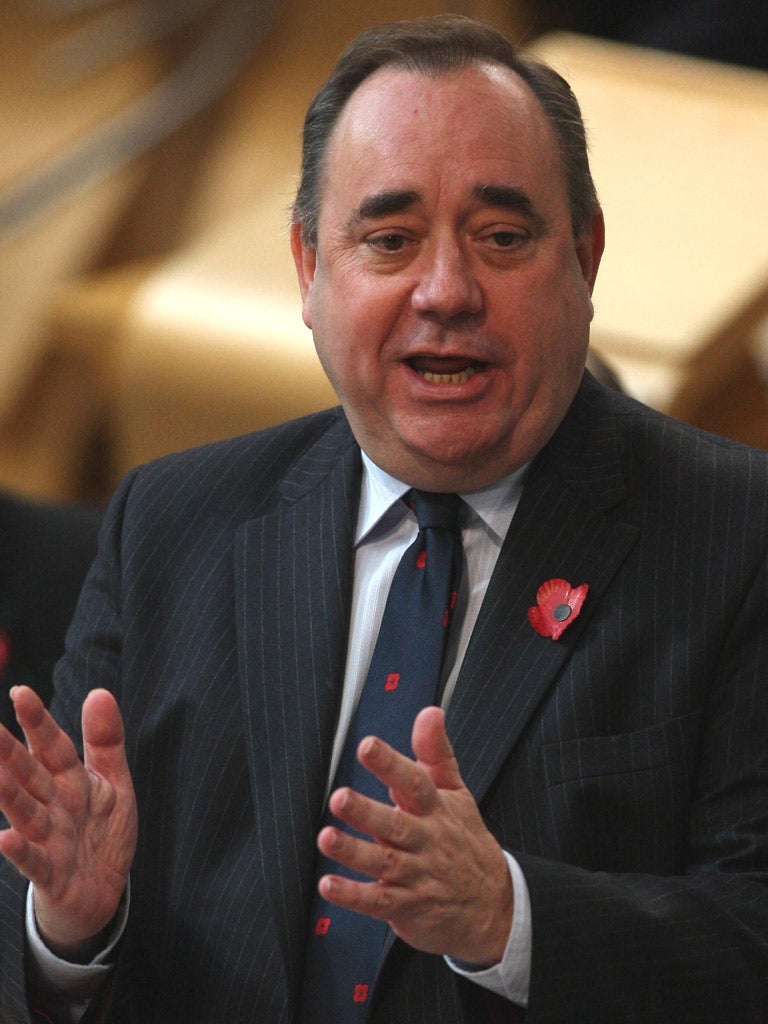 ALEX SALMOND: The Scottish First Minister wants
to hold a referendum in the autumn of 2014