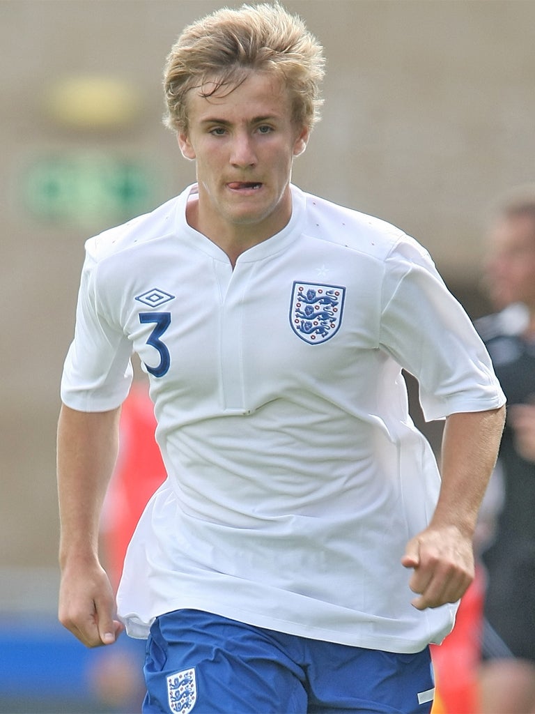 Southampton prospect Luke Shaw playing for England U17s