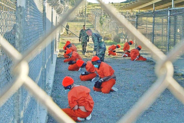 Prisoners in Guantanamo Bay, where the first detainees arrived at the camp 10 years ago today