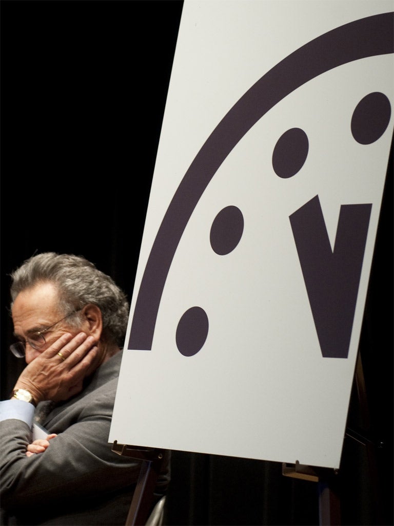 Prof Robert Socolow, an expert in energy technology, with the time on the Doomsday Clock
