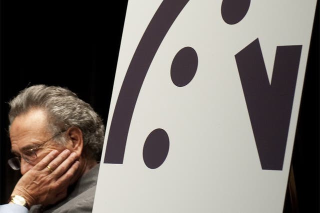 Prof Robert Socolow, an expert in energy technology, with the time on the Doomsday Clock