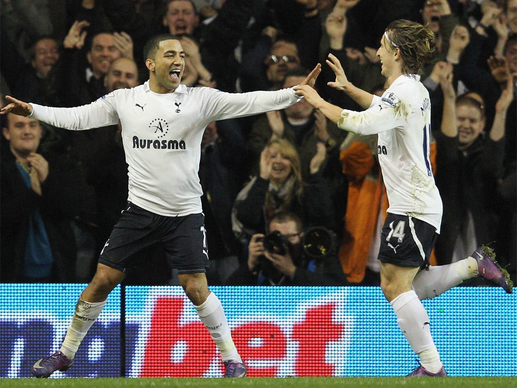 Lennon and Modric celebrate Spurs' opener