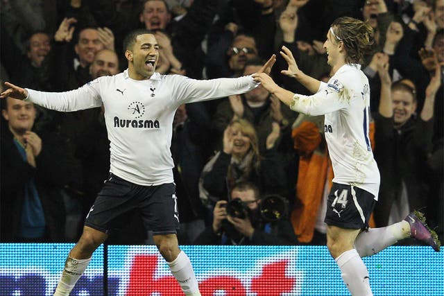 Lennon and Modric celebrate Spurs' opener
