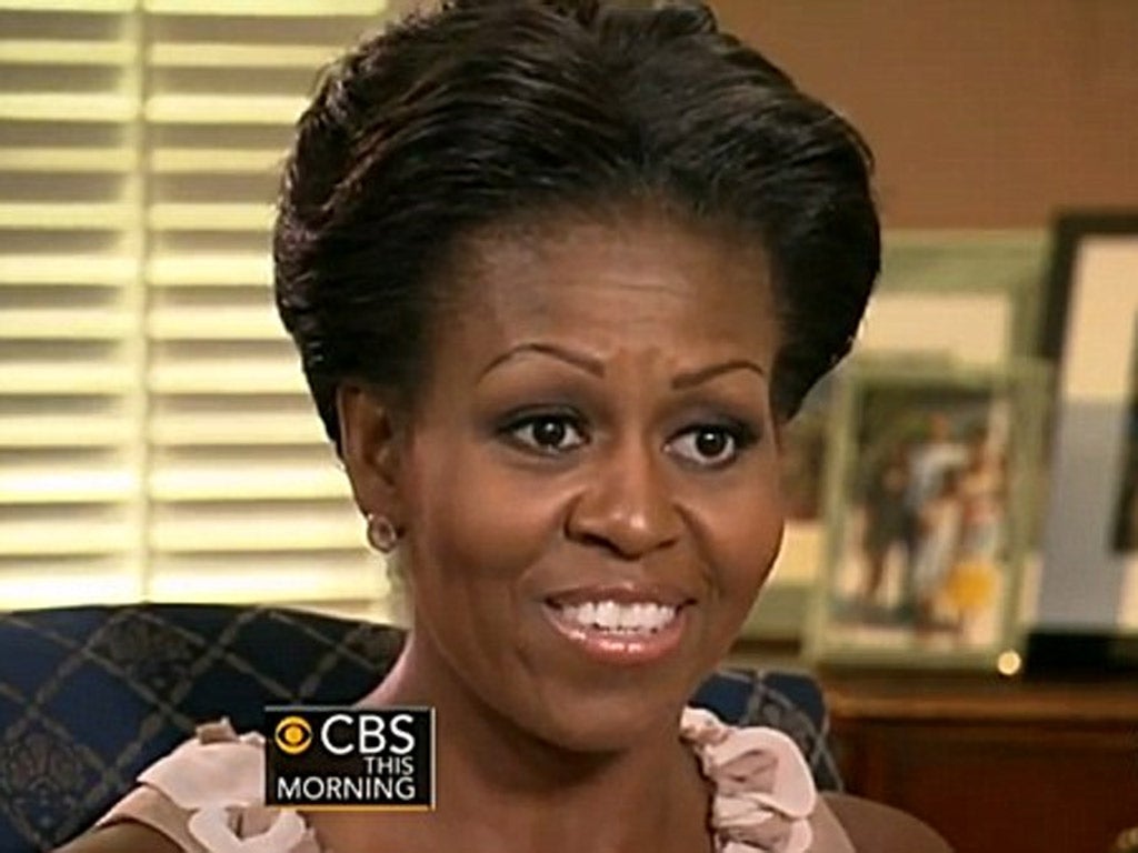 Michelle Obama being interviewed on CBS