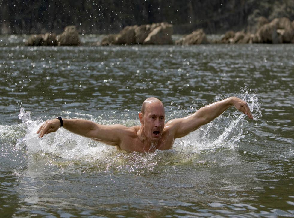 Struggle for Russia: Vladmir Putin, swimming in southern Siberia's Tuva region