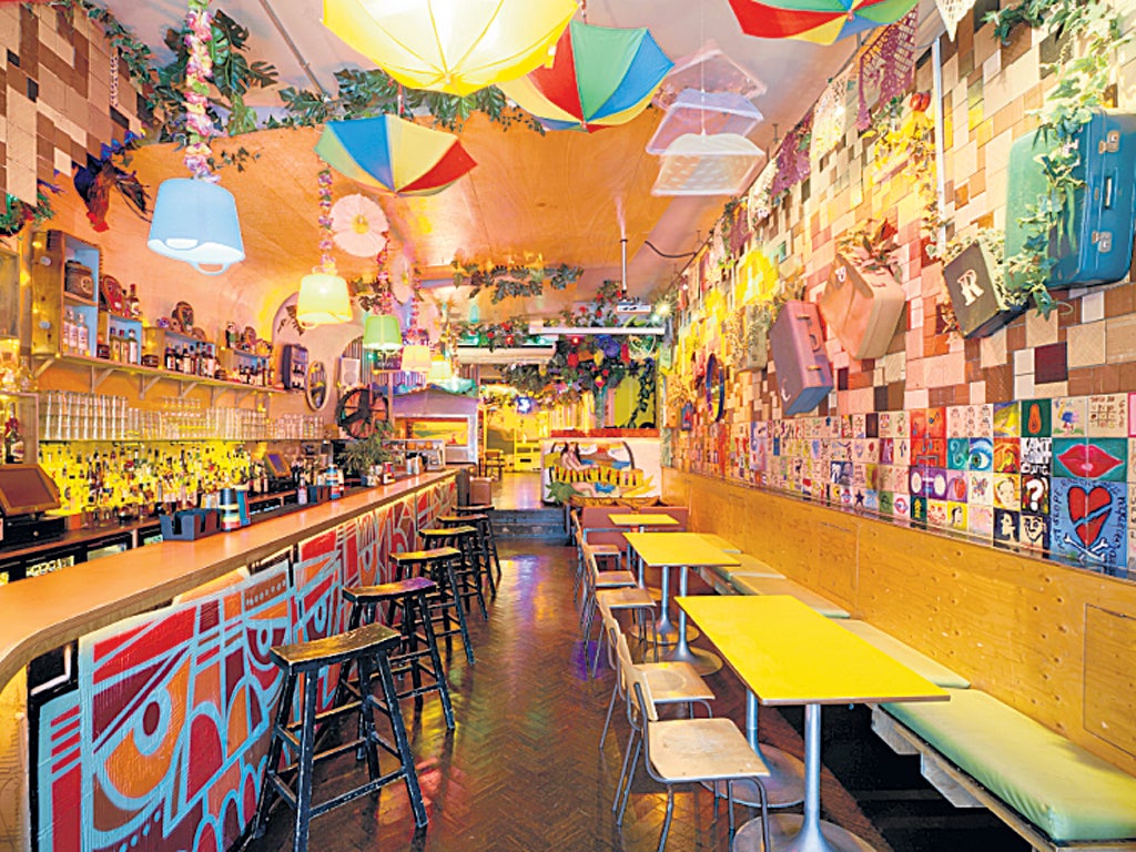 Interiors improv: Umbrella lighting in Barrio bar, central
London