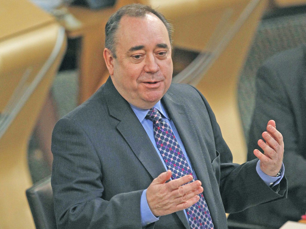 Alex Salmond during First Minister's Questions at the
Scottish Parliament yesterday