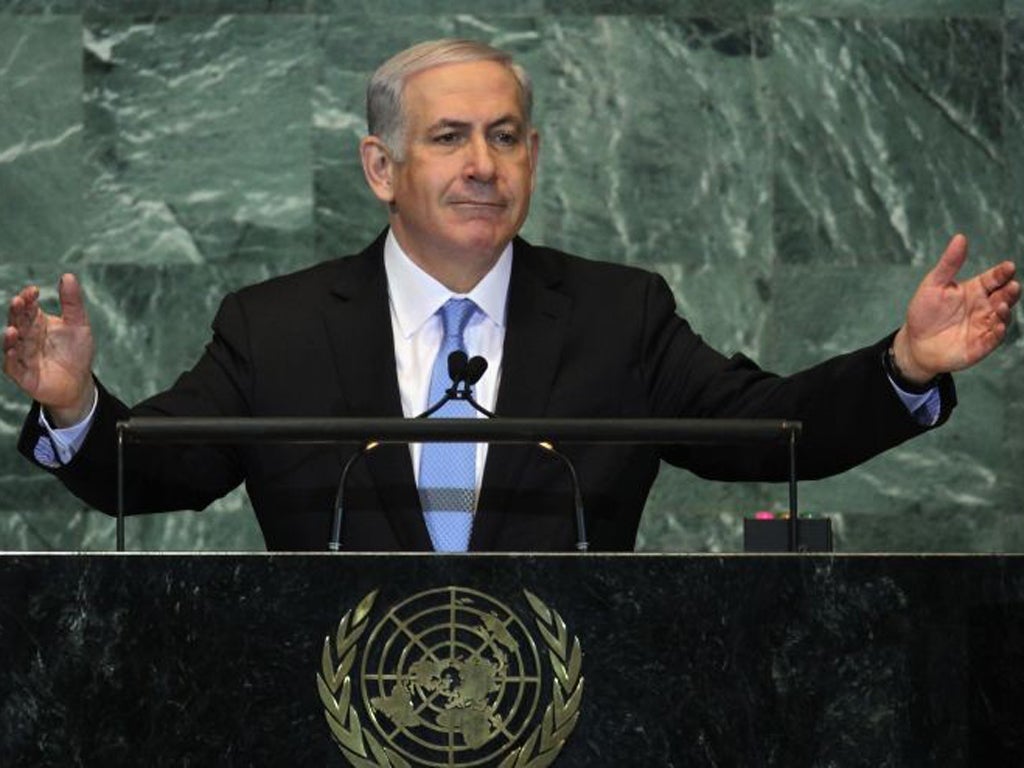 Benjamin Netanyahu at the United Nations General Assembly last September