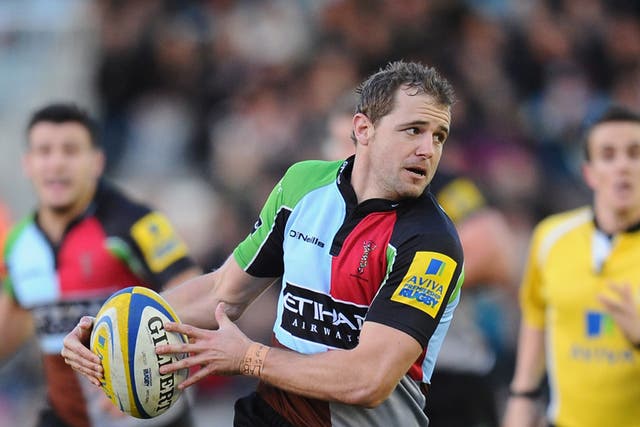 The outside-half Nick Evans is back from injury for Harlequins