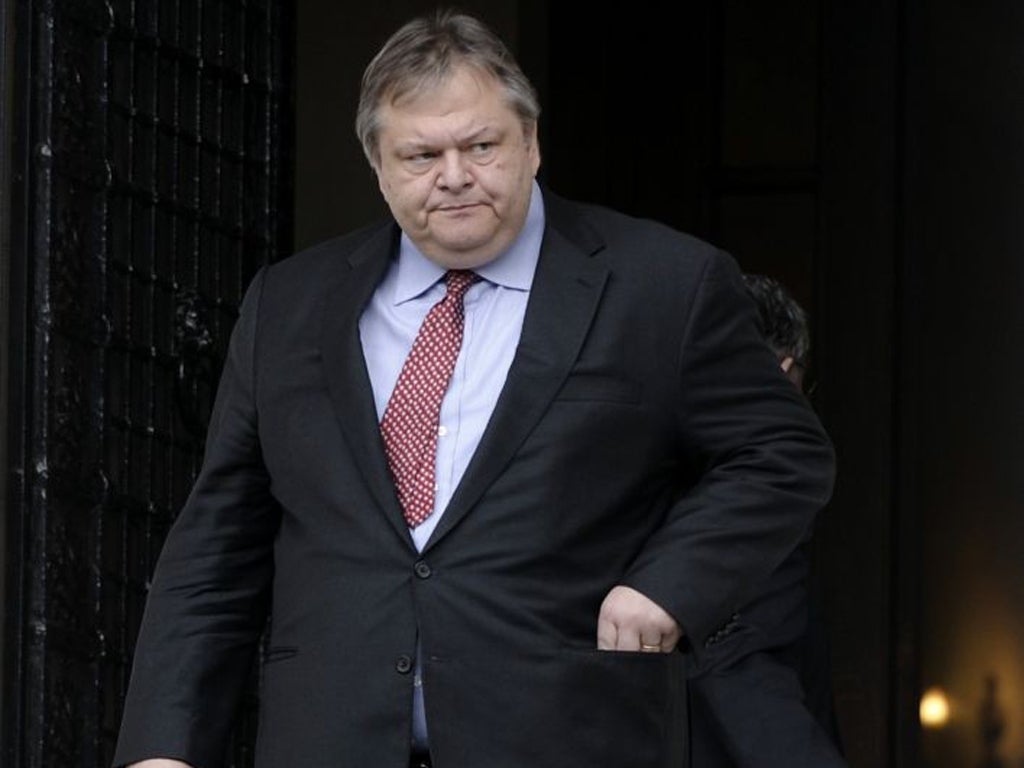 Greek finance minister Evangelos Venizelos