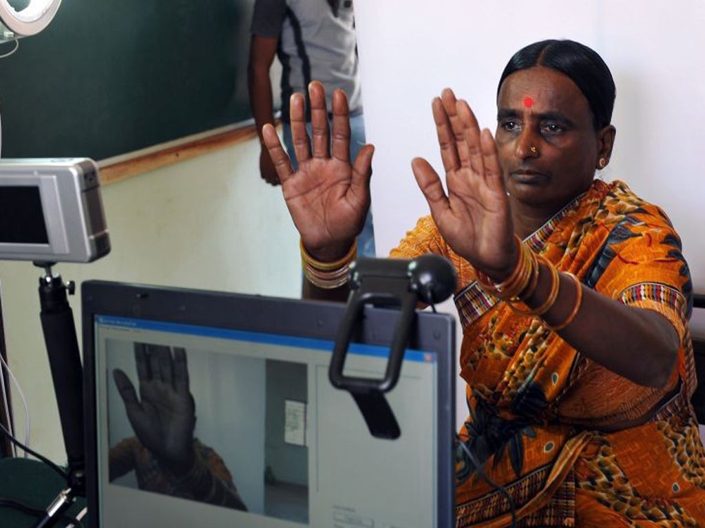 A woman undergoes the data collection process for the identity project