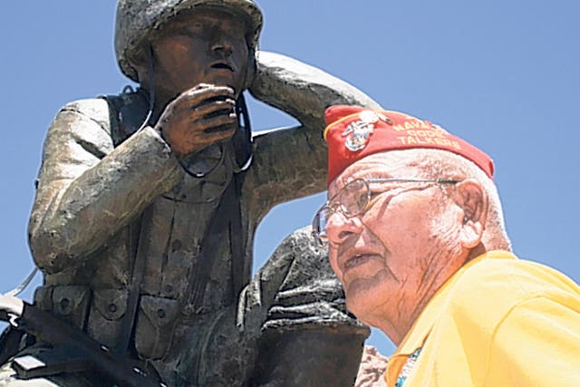 Little at the Code Talkers memorial at Window Rock, Arizona 