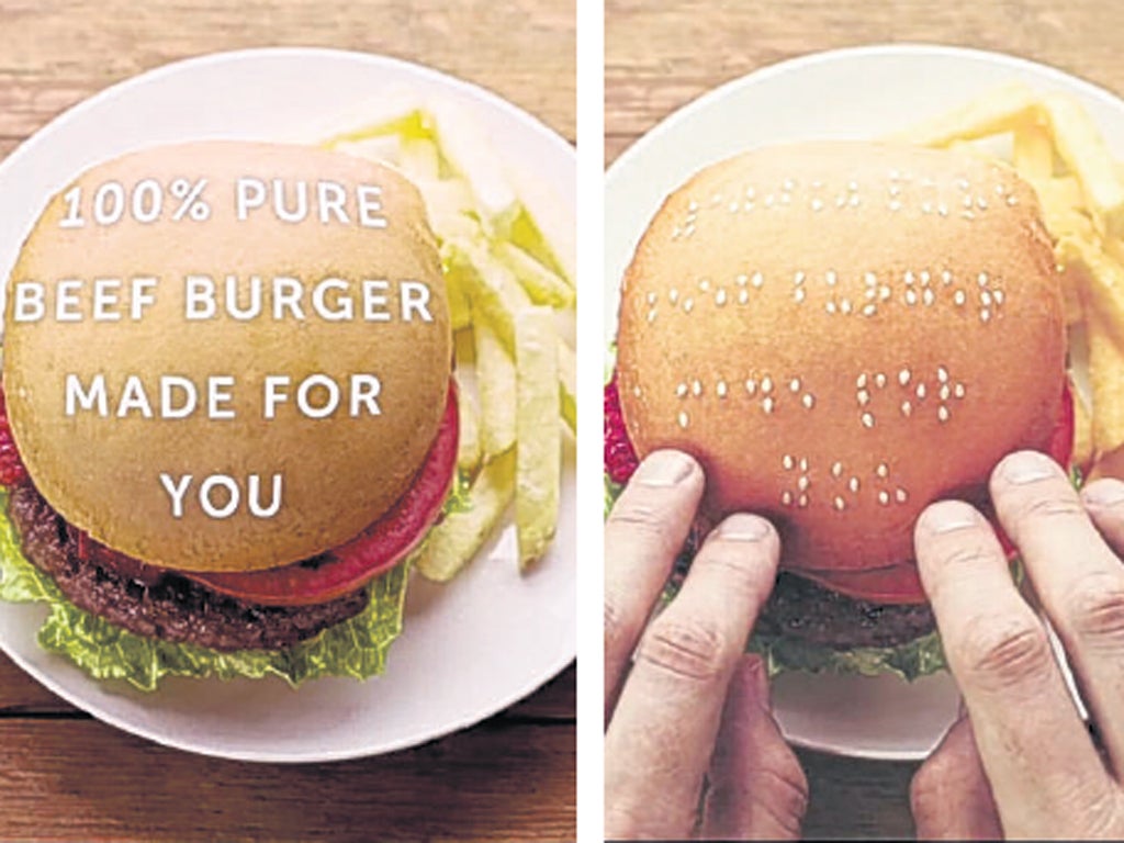 Buns with a difference: Written on the top of the bun in Braille are messages to blind Wimpy fans