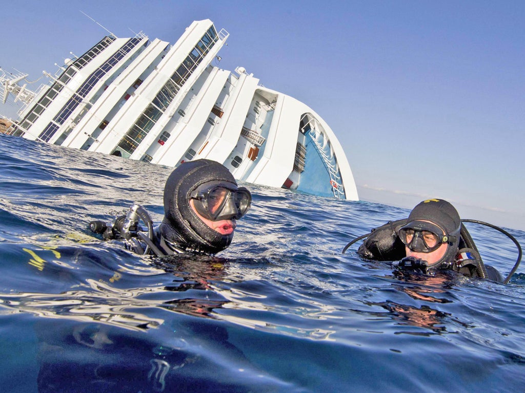 Italian divers close to the wreck