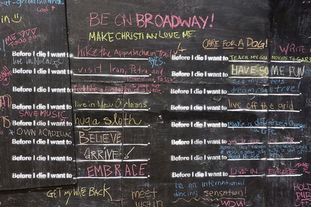 'Before I Die…', a participatory piece by artist Candy Chang where visitors to the festival can write the one thing they want to do before they die
