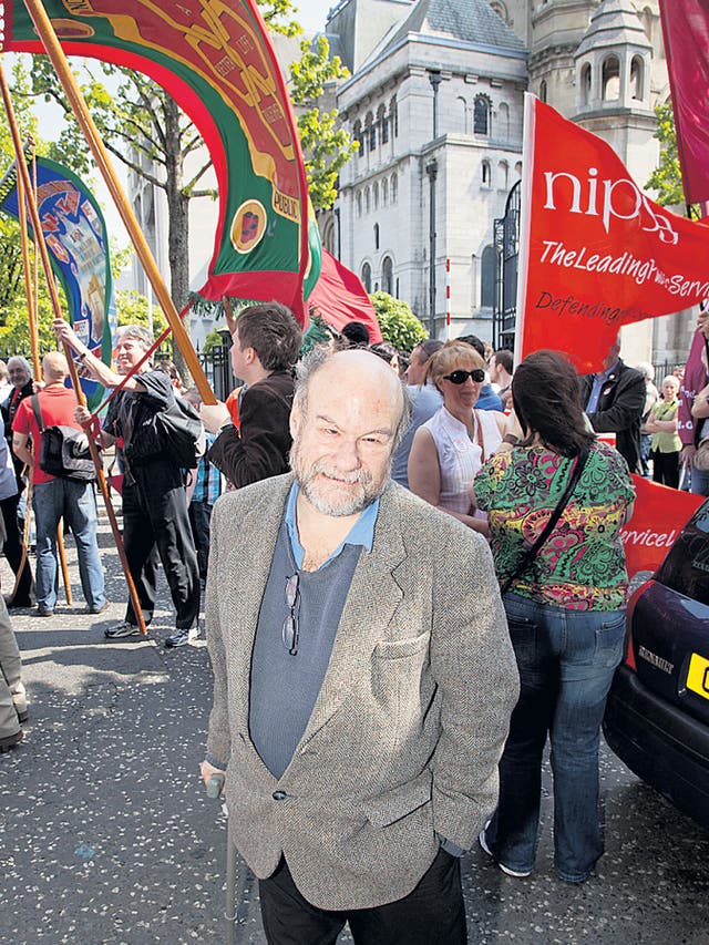 Stephenson at the May Day March in Belfast city centre last year 
