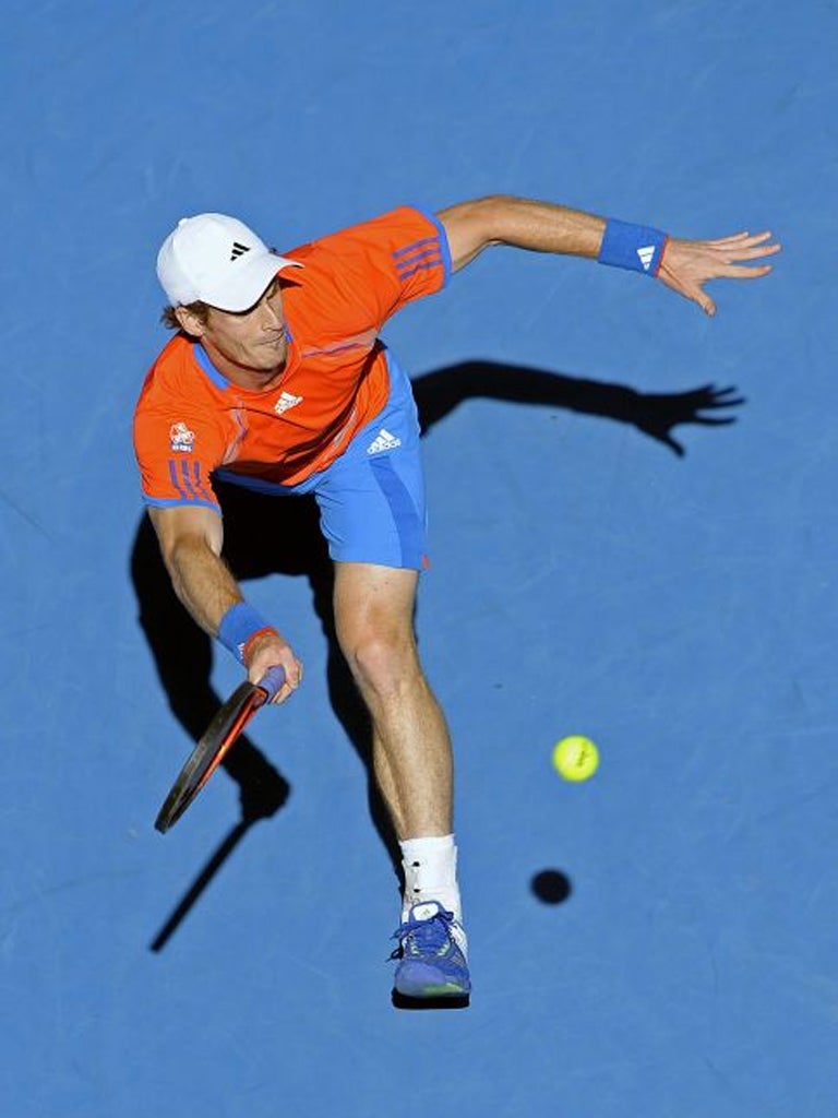 Andy Murray on the run during his win over Edouard Roger-Vasselin