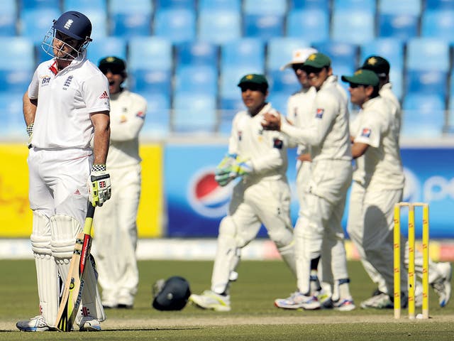 Andrew Strauss cannot believe he has been given out on referral