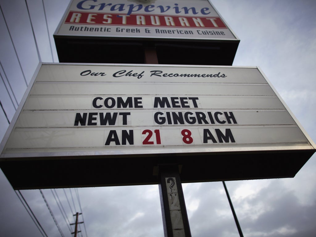 On the campaign trail: Republican contender Newt Gingrich made the rounds of South Carolina yesterday as he bolstered his support in a state where he feels at home politically