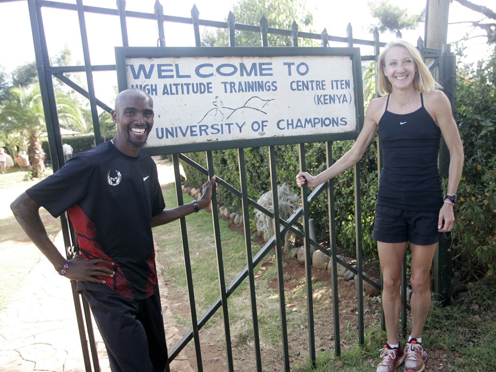Paula Radcliffe with Mo Farah