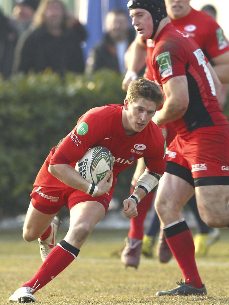David Strettle’s try ensured Saracens booked a home quarter-final