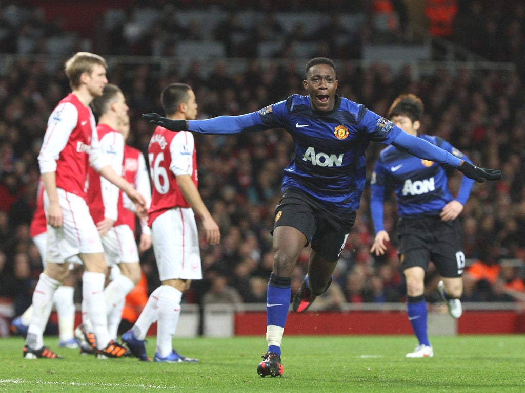 Manchester United’s Danny Welbeck celebrates scoring the winner
