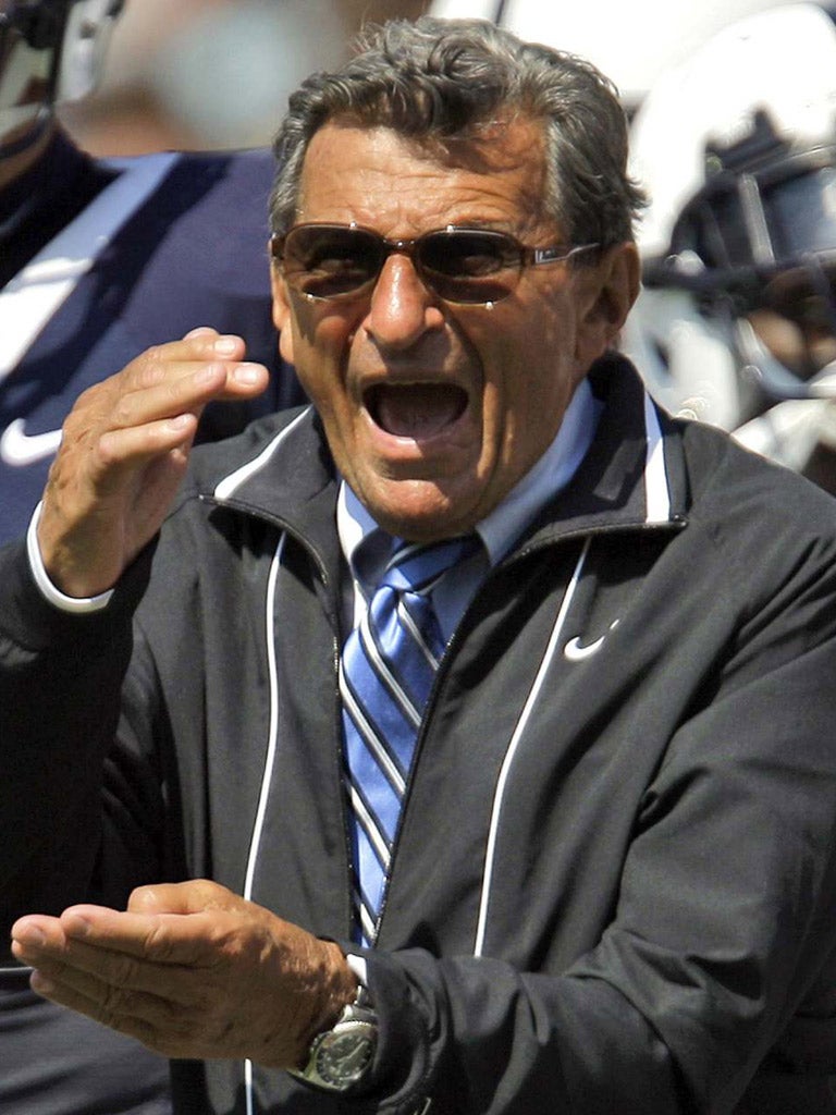 JOE PATERNO: The Penn State coach was the
most celebrated in college-level US football