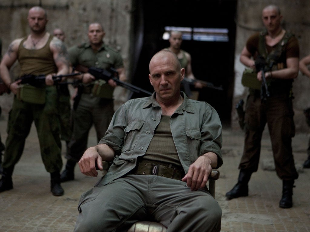 If looks could kill:
Ralph Fiennes stars
in ‘Coriolanus’