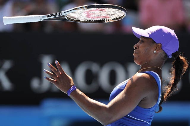 Serena Williams fell 6-2 6-3 in an error-strewn to Ekaterina Makarova