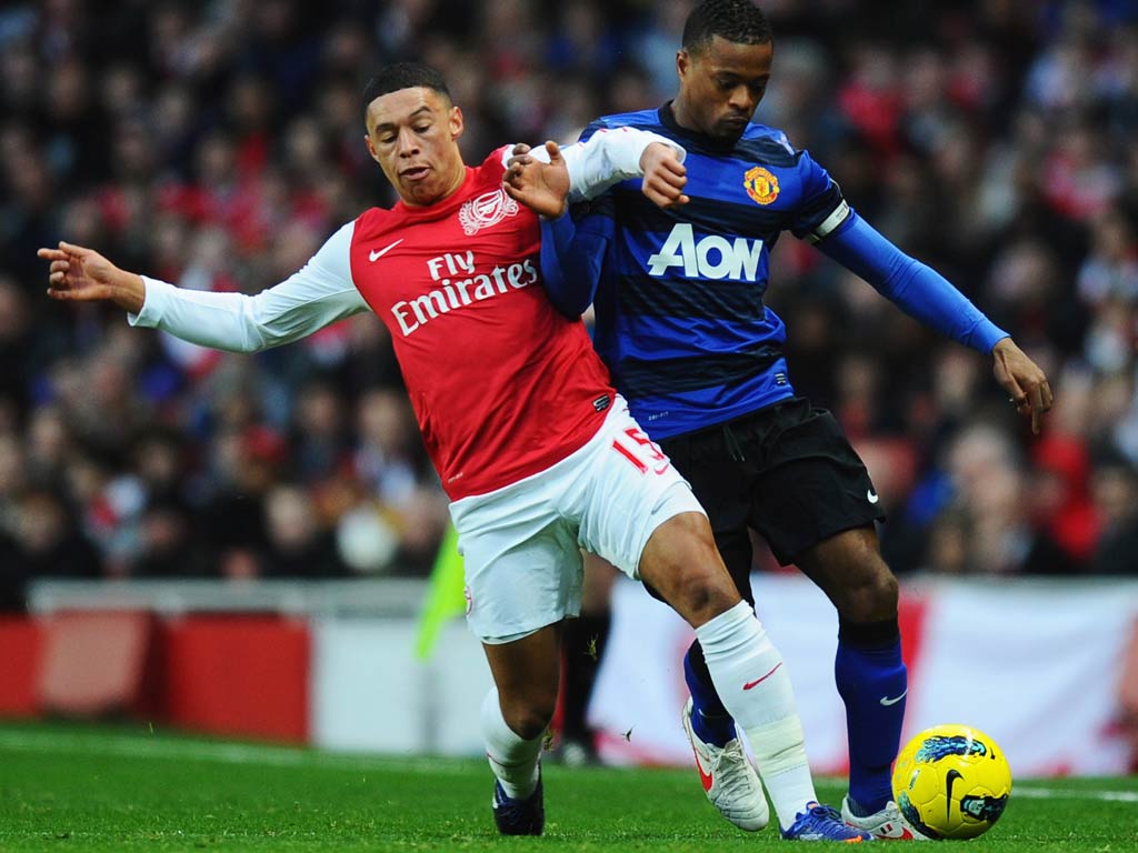 Alex Oxlade-Chamberlain made his full Premier League debut in the match against United