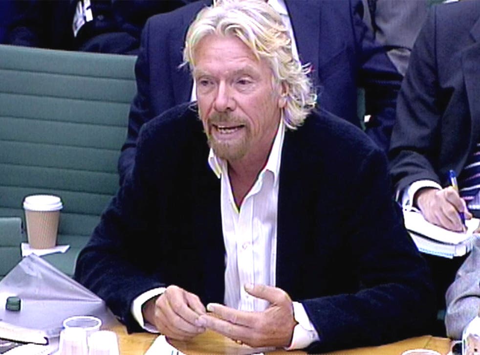 Sir Richard Branson gives evidence to the select committee