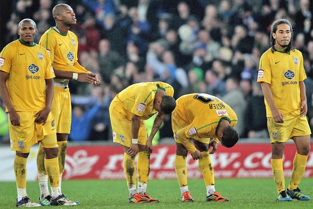 The Crystal Palace players feel the pain of penalty shootout misery