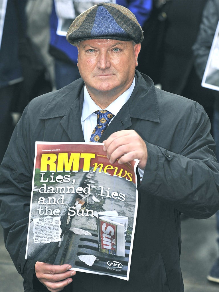 RMT leader Bob Crow outside the Leveson Inquiry yesterday