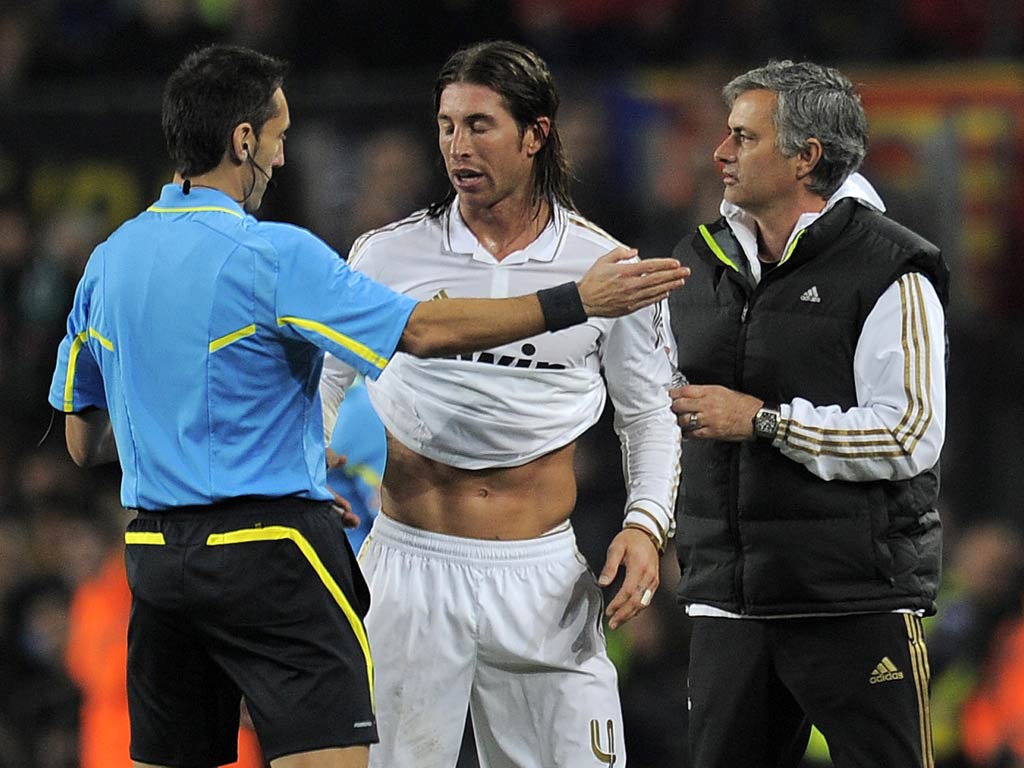 Sergio Ramos was sent off late in the game