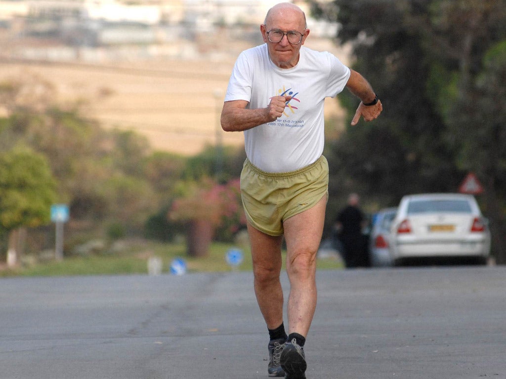 Shaul Ladany in his race-walking prime in the 1970s