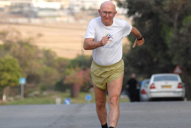 Shaul Ladany in his race-walking prime in the 1970s