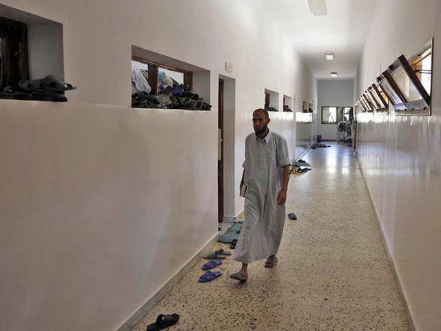 A captured Gaddafi soldier at a detention facility in Misrata