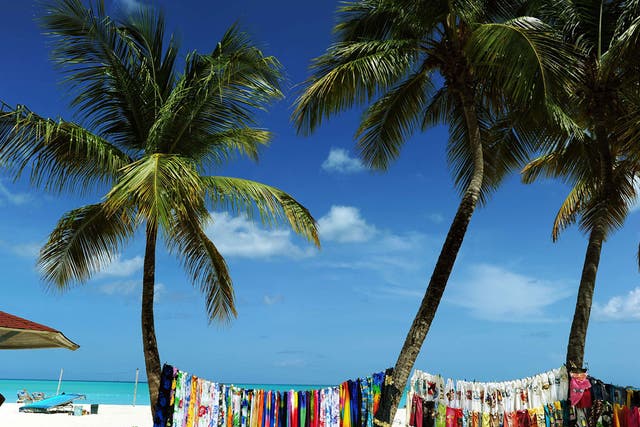 Bright thing: A beach stall in Antigua