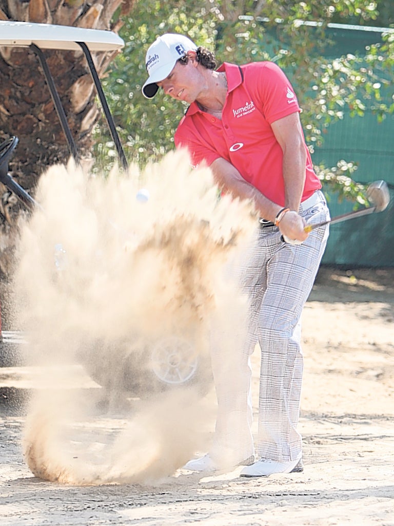 Rory McIlroy picked up a two-shot penalty for breaking a bunker rule
