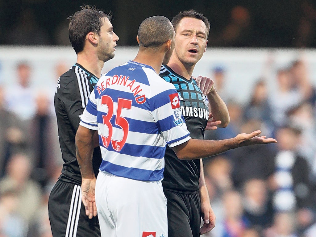 John Terry and Anton Ferdinand at Loftus Road last October