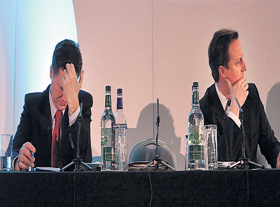 Talk of a twin approach by Nick Clegg, left, and David Cameron has been tempered by recent setbacks