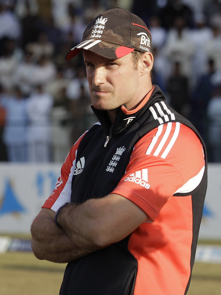 Flummoxed: England captain Andrew Strauss feels the strain and pain