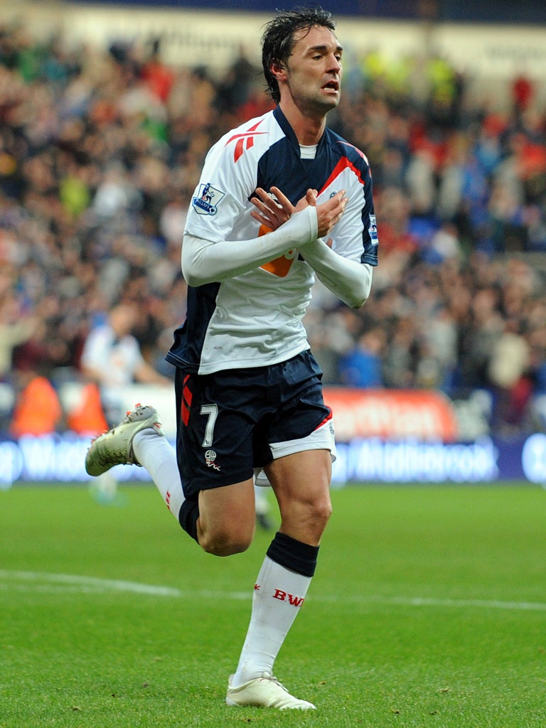 Wing wizard: Chris Eagles celebrates his winning goal at the Reebok
