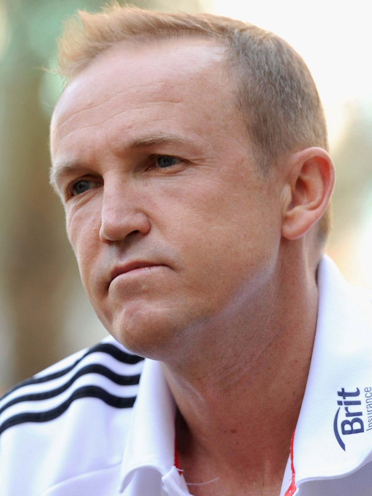 Andy Flower in contemplative mood at the England
team hotel in Abu Dhabi yesterday