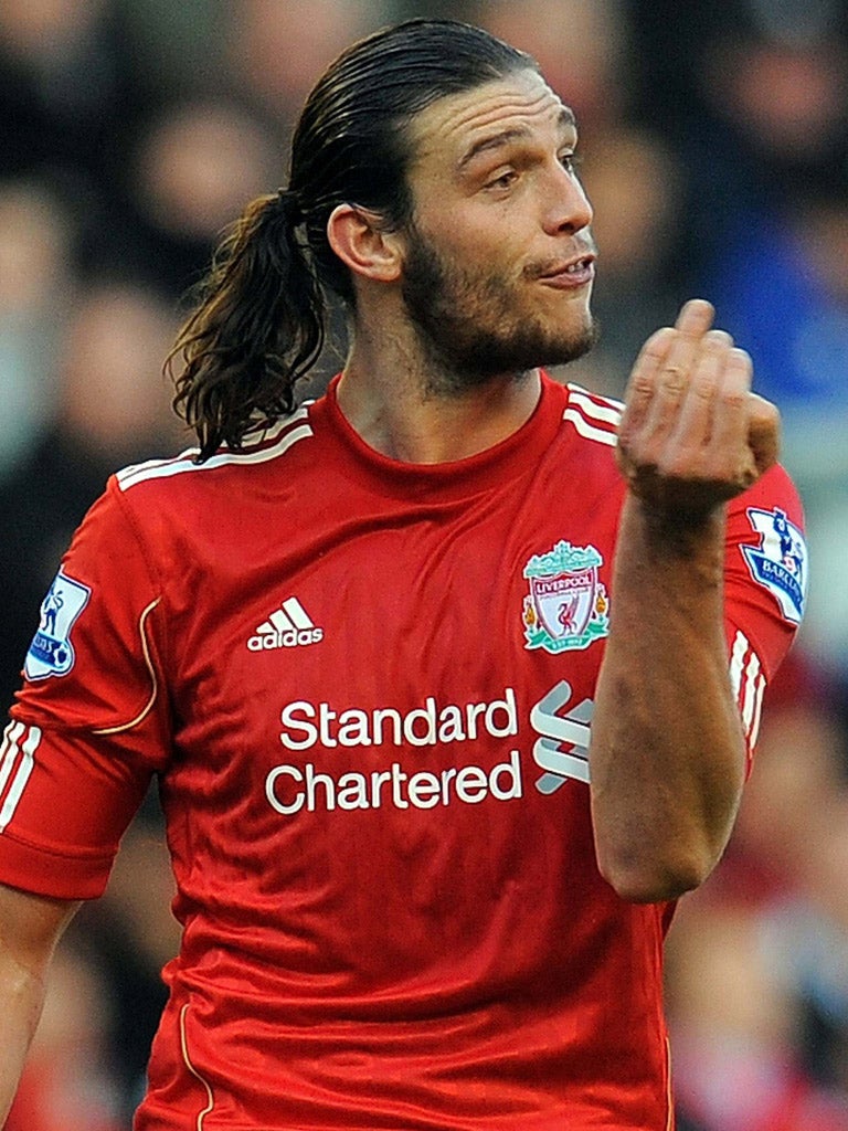 ANDY CARROLL: The Liverpool striker set up Dirk
Kuyt’s winner against United on Saturday
