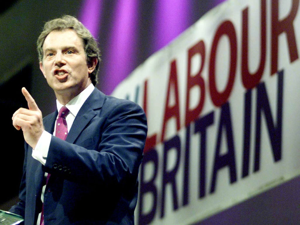Tony Blair delivers
his speech to the
Labour Party
Conference
in Blackpool
in 1998.