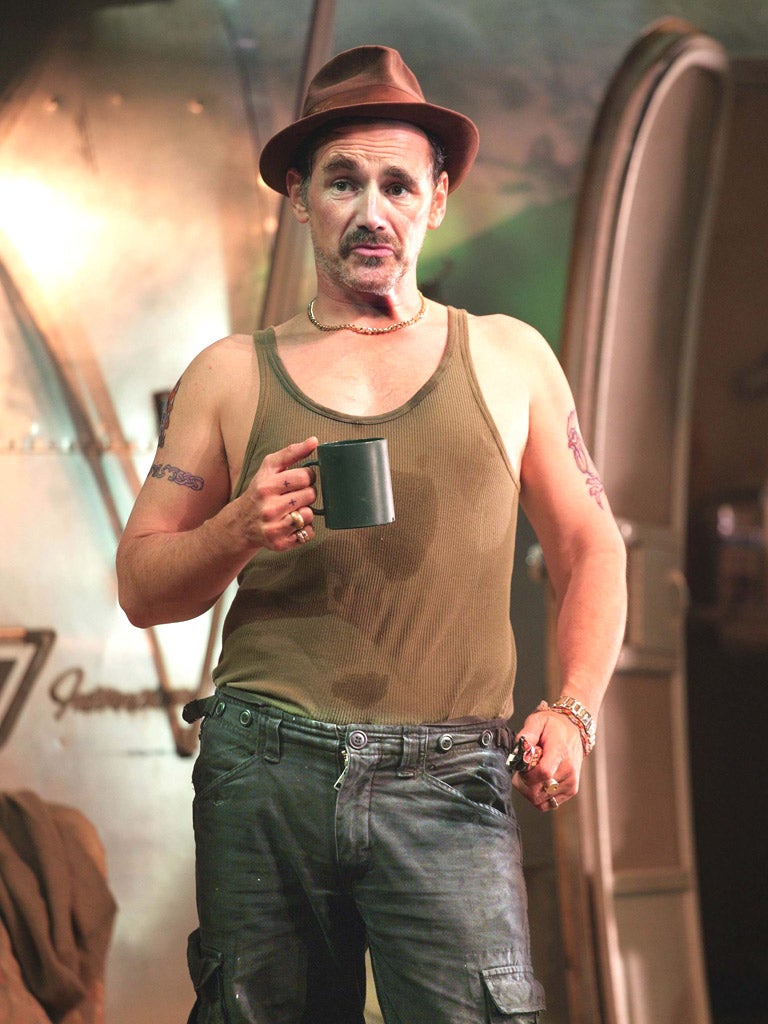 Mark Rylance portrays Johnny "Rooster" Byron in the play Jerusalem