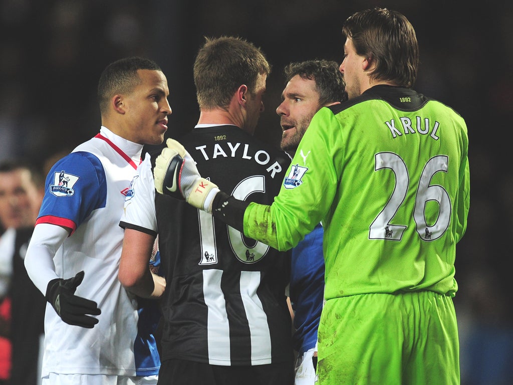 Ryan Taylor argues with David Dunn, who missed a penalty